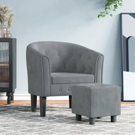 Sessel mit dunkelgrauem Samthocker von vidaXL, Sessel - Ref: Foro24-356478, Preis: 155,41 €, Rabatt: %