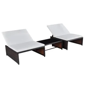 Reclining garden chairs with table 2 pcs brown PE rattan by vidaXL, Loungers - Ref: Foro24-43068, Price: 165,88 €, Discount: %