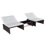 Liegende Gartenstühle mit Tisch, 2 Stück, braunes PE-Rattan von vidaXL, Liegen - Ref: Foro24-43068, Preis: 172,05 €, Rabatt: %