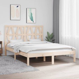 Estructura de cama madera maciza de pino 140x200 cm Estructura de cama madera maciza de pino 140x200 cm