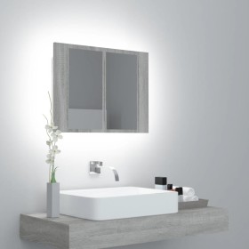Schrank mit Spiegel und LED aus grauem Sperrholz 60x12x45 cm. von vidaXL, Badezimmerwaschtische - Ref: Foro24-822842, Preis: ...