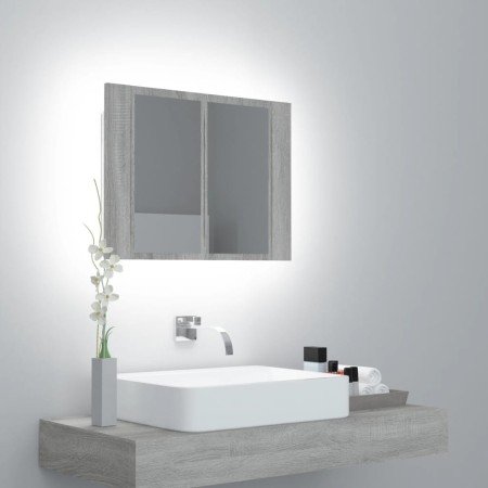 Schrank mit Spiegel und LED aus grauem Sperrholz 60x12x45 cm. von vidaXL, Badezimmerwaschtische - Ref: Foro24-822842, Preis: ...