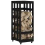 Leñero con ruedas madera maciza de pino negro 40x49x110 cm by vidaXL, Firewood bags and holders - Ref: Foro24-833335, Price: ...