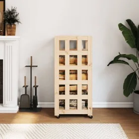 Massiver Kiefernholz-Holzstapelwagen mit Rädern 40x49x110 cm. von vidaXL, Brennholztaschen und -halter - Ref: Foro24-832327, ...