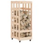 Leñero con ruedas madera maciza de pino 40x49x110 cm de vidaXL, Bolsas y soportes de leña - Ref: Foro24-832327, Precio: 59,57...