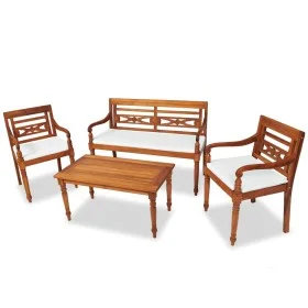 4-piece garden furniture set with solid teak wood cushions by vidaXL, Garden sets - Ref: Foro24-43055, Price: 490,82 €, Disco...