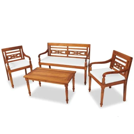 Set de muebles de jardín 4 pzas y cojines madera maciza de teca de vidaXL, Conjuntos de jardín - Ref: Foro24-43055, Precio: 4...