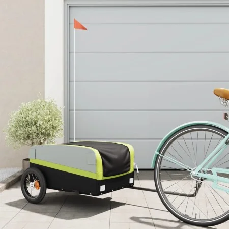 Remolque para bicicleta hierro negro y verde 30 kg de vidaXL, Remolques para bicicletas - Ref: Foro24-94039, Precio: 84,42 €,...