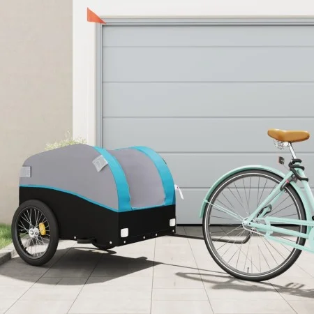 Remolque para bicicleta hierro negro y azul 45 kg de vidaXL, Remolques para bicicletas - Ref: Foro24-94135, Precio: 84,83 €, ...