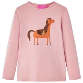 Camiseta infantil de manga larga rosa claro 140