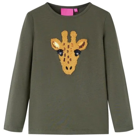 Langarm-Kinder-T-Shirt in Khaki, Größe 128. von vidaXL, Kinder-T-Shirts - Ref: Foro24-13487, Preis: 8,59 €, Rabatt: %