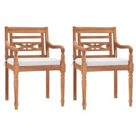 Batavia Stühle mit Kissen 2 Einheiten aus massivem Teakholz von vidaXL, Gartenstühle - Ref: Foro24-43056, Preis: 277,21 €, Ra...