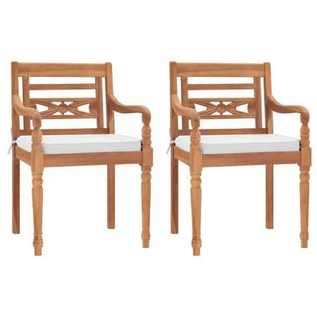 Batavia chairs with cushions 2 units solid teak wood by vidaXL, Garden chairs - Ref: Foro24-43056, Price: 270,41 €, Discount: %