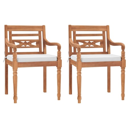 Batavia Stühle mit Kissen 2 Einheiten aus massivem Teakholz von vidaXL, Gartenstühle - Ref: Foro24-43056, Preis: 277,21 €, Ra...