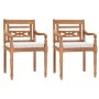 Batavia chairs with cushions 2 units solid teak wood by vidaXL, Garden chairs - Ref: Foro24-43056, Price: 270,41 €, Discount: %