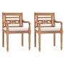 Batavia Stühle mit Kissen 2 Einheiten aus massivem Teakholz von vidaXL, Gartenstühle - Ref: Foro24-43056, Preis: 277,21 €, Ra...