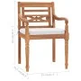 Batavia chairs with cushions 2 units solid teak wood by vidaXL, Garden chairs - Ref: Foro24-43056, Price: 270,41 €, Discount: %