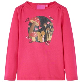 Camiseta infantil de manga larga rosa brillante 104