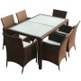 7-piece garden dining set with brown synthetic rattan cushions by vidaXL, Garden sets - Ref: Foro24-43119, Price: 587,30 €, D...