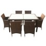 7-piece garden dining set with brown synthetic rattan cushions by vidaXL, Garden sets - Ref: Foro24-43119, Price: 587,30 €, D...