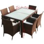 7-piece garden dining set with brown synthetic rattan cushions by vidaXL, Garden sets - Ref: Foro24-43119, Price: 587,30 €, D...