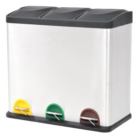 Cubo de reciclaje y basura con pedal acero inoxidable 54 L