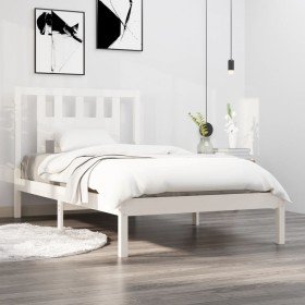 Estructura de cama madera maciza de pino blanco 90x200 cm en Camas y somieres | Comprar online en Foro24