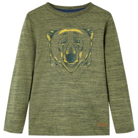 Kinder Langarmshirt in Khaki-Melange, Größe 140. von vidaXL, Kinder-T-Shirts - Ref: Foro24-13163, Preis: 9,50 €, Rabatt: %