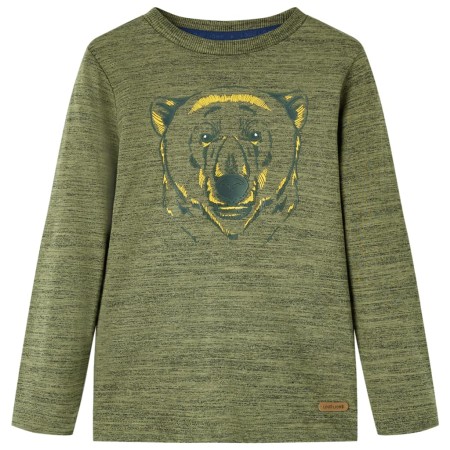 Kinder Langarmshirt in Khaki-Melange, Größe 140. von vidaXL, Kinder-T-Shirts - Ref: Foro24-13163, Preis: 9,50 €, Rabatt: %