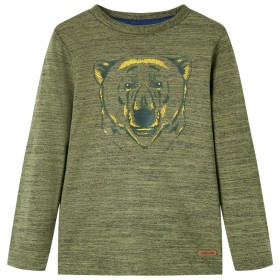 Kinder Langarmshirt in Khaki-Melange, Größe 116. von vidaXL, Kinder-T-Shirts - Ref: Foro24-13161, Preis: 8,54 €, Rabatt: %
