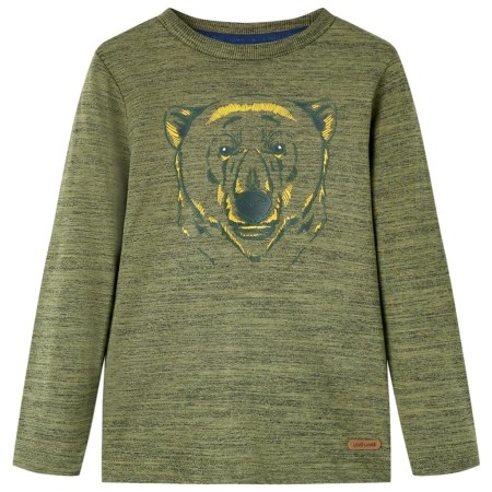 Kinder Langarmshirt in Khaki-Melange, Größe 116. von vidaXL, Kinder-T-Shirts - Ref: Foro24-13161, Preis: 8,54 €, Rabatt: %