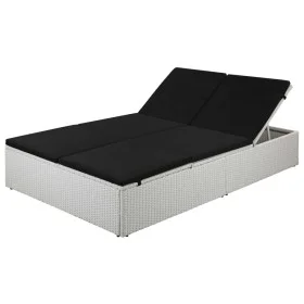 Tumbona con cojín ratán sintético negro de vidaXL, Camas para exteriores - Ref: Foro24-44165, Precio: 288,25 €, Descuento: %