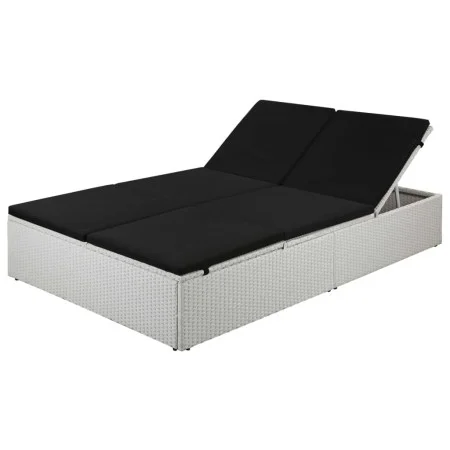 Tumbona con cojín ratán sintético negro de vidaXL, Camas para exteriores - Ref: Foro24-44165, Precio: 288,25 €, Descuento: %