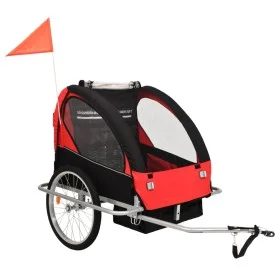 Black and red 2-in-1 bicycle and stroller trailer by vidaXL, Bicycle trailers - Ref: Foro24-91375, Price: 206,66 €, Discount: %