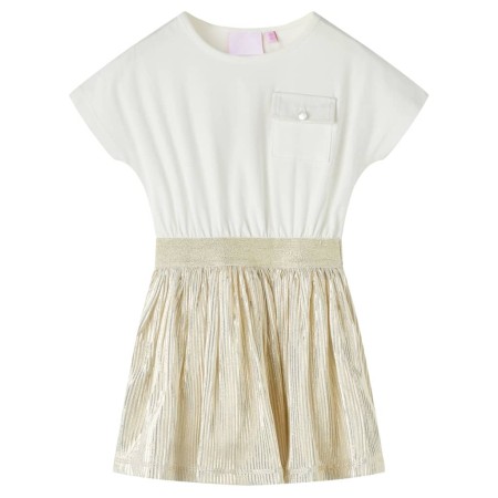 Kinderkleid mit kurzen Ärmeln in Naturfarbe, Größe 140. von vidaXL, Kinderkleider - Ref: Foro24-14696, Preis: 15,32 €, Rabatt: %