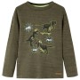 Kinder Langarmshirt in dunklem Khaki Melange, Größe 128. von vidaXL, Kinder-T-Shirts - Ref: Foro24-13252, Preis: 12,44 €, Rab...