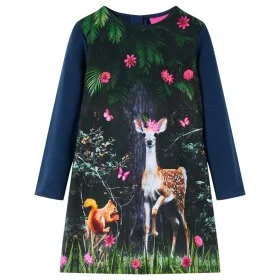 Kleid für Kinder mit langen Ärmeln in Marineblau, Größe 116. von vidaXL, Kinderkleider - Ref: Foro24-14834, Preis: 17,47 €, R...