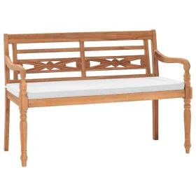Batavia bench with cushions 120 cm teak by vidaXL, garden benches - Ref: Foro24-43057, Price: 203,23 €, Discount: %