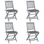 Folding garden chairs 4 pcs cushions solid acacia wood by vidaXL, Garden chairs - Ref: Foro24-3064579, Price: 202,74 €, Disco...
