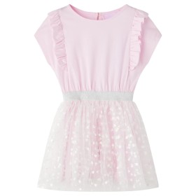 Vestido infantil volantes rosa claro 128