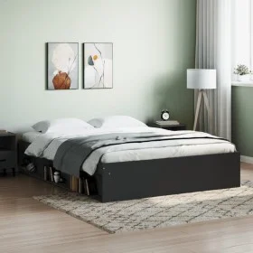 Black bed frame 150x200 cm by vidaXL, Beds and slatted bases - Ref: Foro24-3203867, Price: 143,88 €, Discount: %