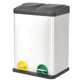 Cubo de reciclaje y basura con pedal acero inoxidable 36 L