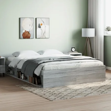 Sonoma gray bed frame 150x200 cm by vidaXL, Beds and slatted bases - Ref: Foro24-3203871, Price: 137,71 €, Discount: %