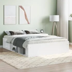 White double bed frame 135x190 cm by vidaXL, Beds and slatted bases - Ref: Foro24-3203908, Price: 152,25 €, Discount: %