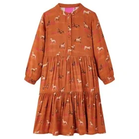 Kinderkleid in Cognac-Farbe, Größe 128. von vidaXL, Kinderkleider - Ref: Foro24-15064, Preis: 15,54 €, Rabatt: %