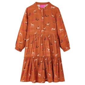 Kinderkleid in Cognac-Farbe, Größe 128. von vidaXL, Kinderkleider - Ref: Foro24-15064, Preis: 15,69 €, Rabatt: %