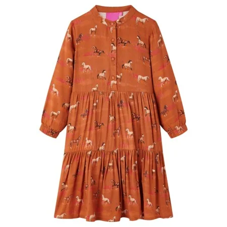 Kinderkleid in Cognac-Farbe, Größe 128. von vidaXL, Kinderkleider - Ref: Foro24-15064, Preis: 15,54 €, Rabatt: %
