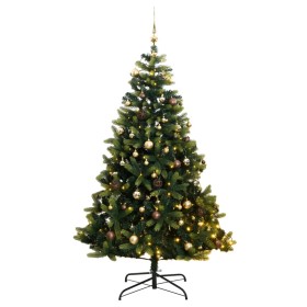 Árbol de Navidad artificial con bisagras 150 LED y bolas 150 cm