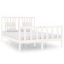 Estructura de cama de madera maciza blanca 140x190 cm