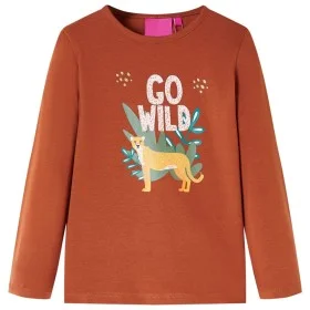 Langärmeliges Kinder-T-Shirt in Cognac-Farbe, Größe 116. von vidaXL, Kinder-T-Shirts - Ref: Foro24-13556, Preis: 8,30 €, Raba...